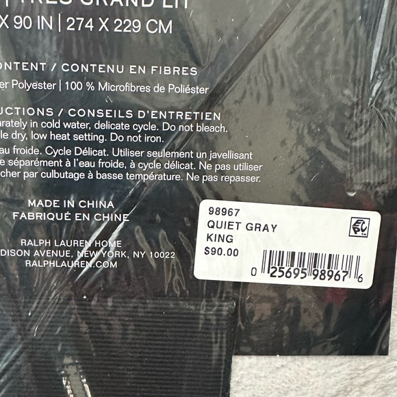 Lauren Ralph Lauren Quiet Gray Micromink King Size Blanket - Picture 4 of 9